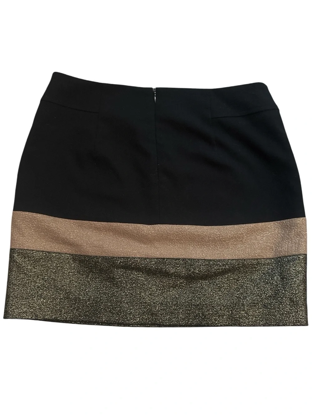 Black Metallic Gold and Beige Stripe Star Studded Decals Mini Skirt Western Look